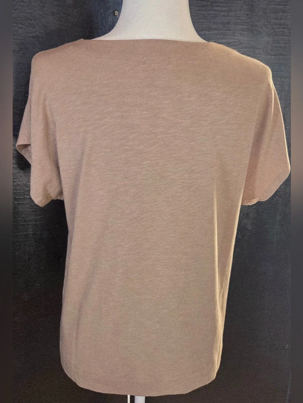 NWT Sigrid Olsen Taupe Split V-Neck Blouse Size M Cotton Tencel Eco Luxury Top - Picture 8 of 13